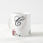 11 Oz. Coffee Mug Roses blanches Or géométrique (Devant gauche)