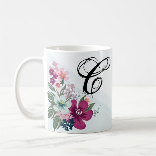  11 Oz. Fleur tropicale de la Mug de café sur Blue (Gauche)