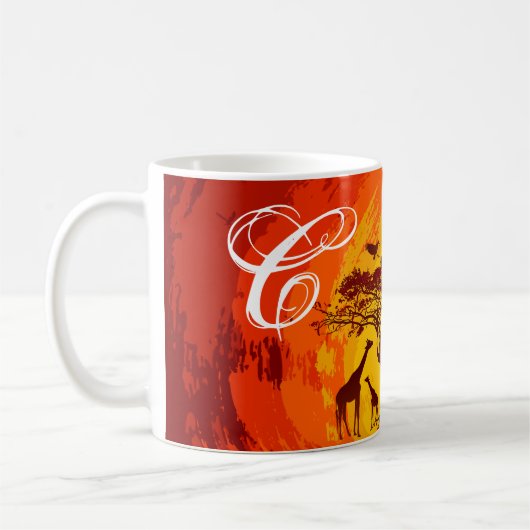 11 oz. Koffie Mok African Safari Giraffe Sunse (Links)