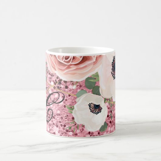 11 oz. Koffie Mok Geometrische Tuin Roos Glitter (Center)