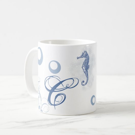 11 oz. Koffie Mok Seahorse Zee Ocean Beach (Voorkant links)
