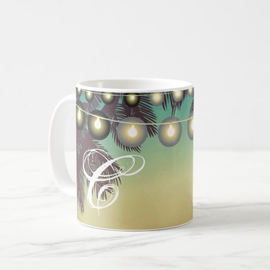 11 oz. Koffie Mok Strand Zonsondergang Palmbomen S (Voorkant links)