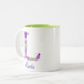 11 oz Lavande Purple Mug de café monogramme (Devant gauche)
