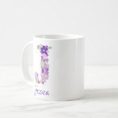 11 oz Lavande Purple Mug de café monogramme (Devant gauche)