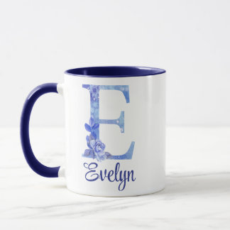 11 oz Monogrammed Waterverf Blues en Floral Mok