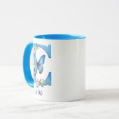 11 oz Mug Café Bleu Floral Monogrammé (Devant gauche)
