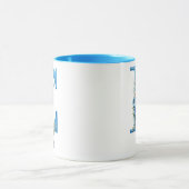 11 oz Mug Café Floral Bleu Monogrammé (Centre)