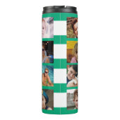 11 photo collage initials green white thermosbeker (Achterkant)