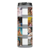 11 photo collage initials grey white thermosbeker (Achterkant)