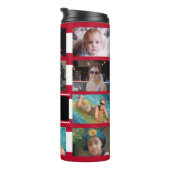 11 photo collage initials red white thermosbeker (Geroteerd rechts)