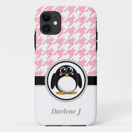 11 Pingouin rose et blanc Houndstooth iPhone 5 Coque (Dos)
