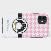 11 Pingouin rose et blanc Houndstooth iPhone 5 Coque (Dos (Horizontal))