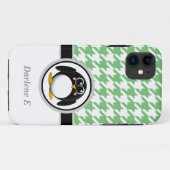 11 Pingouin vert et blanc Houndstooth iPhone 5 Coque (Dos (Horizontal))