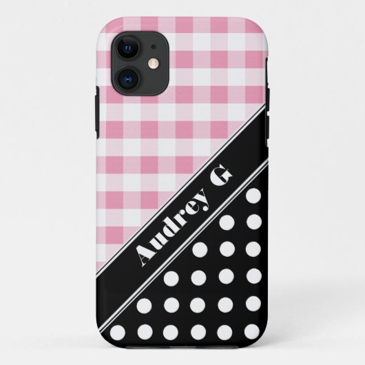 11 Pink En vichy Black Polka Dot iPhone 5 Coque (Dos)