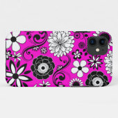 11 Pink noir blanc fleur art iphone 5 coque (Dos (Horizontal))