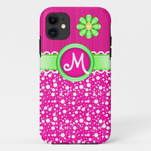 11 Pois monogrammes mignons et Coque iPhone 5 fleurs (Dos)