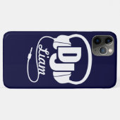 11 Pro Max Casque DJ nommé bleu et blanc coque iphone (Dos (Horizontal))