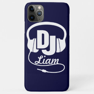 11 Pro Max Casque DJ nommé bleu et blanc coque iphone
