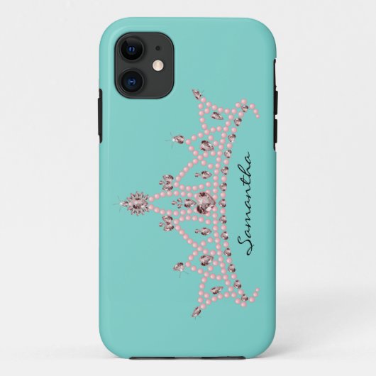 11 Rhinestone Tiara iPhone 5 Coque-Mate Coque (aqua) (Dos)