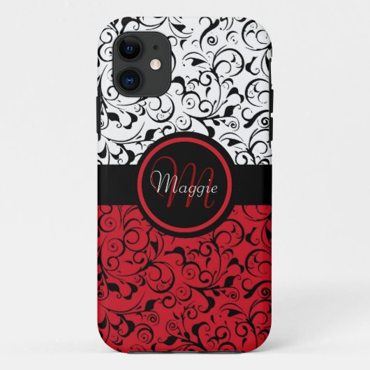11 Rouge noir blanc damassé classe iphone 5 coque (Dos)