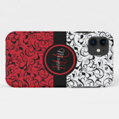 11 Rouge noir blanc damassé classe iphone 5 coque (Dos (Horizontal))