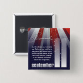 11 september - Patriottische Herdenking Pin Vierkante Button 5,1 Cm (Voorkant /achterkant)