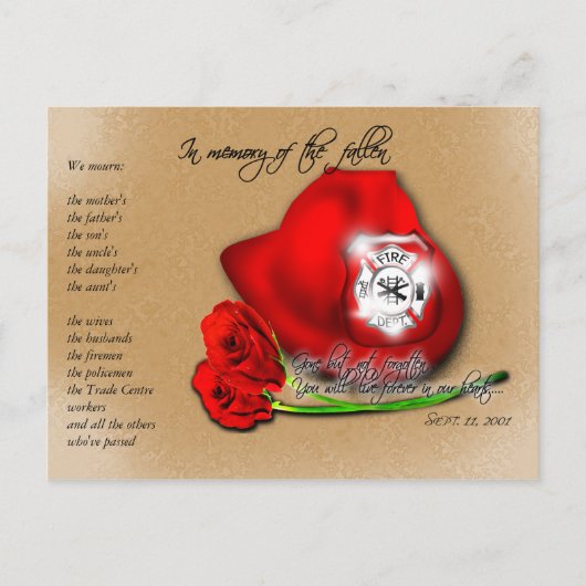 11 septembre 9/11 Carte postale commémorative (Devant)