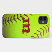 11 Softball Yellow Fast Pitogram IPHONE 5 Coque (Dos (Horizontal))