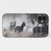 11 Stampeding Mustang Horses & Teepee iPhone 5 Coque (Dos (Horizontal))