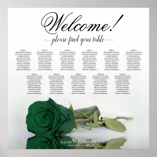 11 Tableau Assise Mariage Rose Vert Émeraude (Devant)
