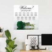 11 Tableau Assise Mariage Rose Vert Émeraude (Bureau à domicile)