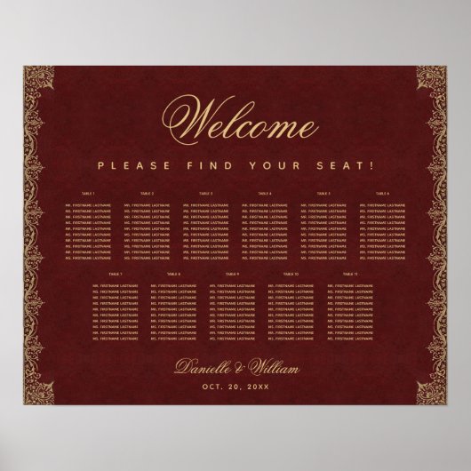 11 Tableau Bourgogne Rouge Vintage Or Places (Devant)