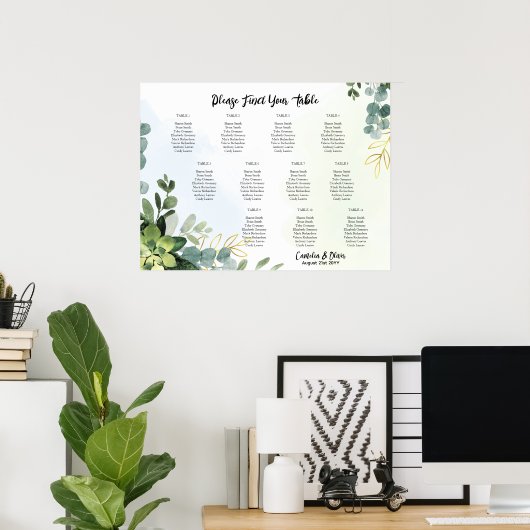 11 Tableau Mariage Places de siège Vert Eucalyptus (Bureau à domicile)