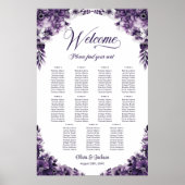 11 Tafel Paarse Bloemenbruiloft Zitkaarten Poster (Voorkant)