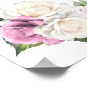 11 Tafel Roze Witte Roos Bloemen Zitting Grafiek Poster (Hoek)