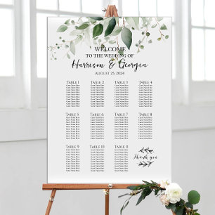 11 Tafels Groen Elegant Bruiloft Zittafel Grafiek Poster