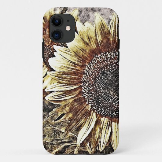 11 Tournesol vintage #4 - coque iphone (Dos)