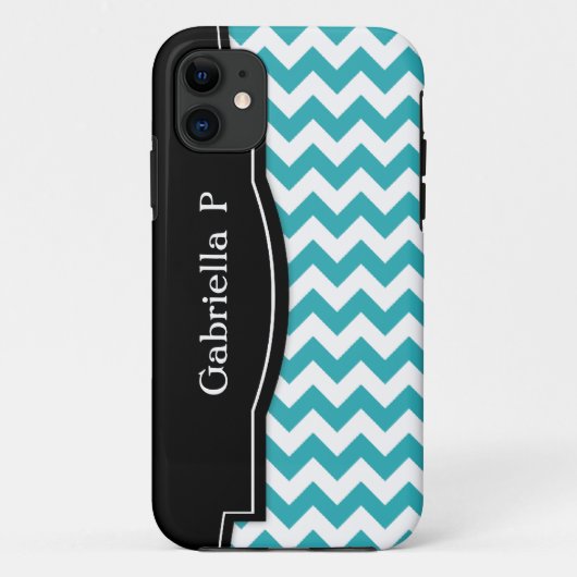 11 Turquoise Chevron Black Frame iPhone 5 coque (Dos)