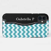 11 Turquoise Chevron Black Frame iPhone 5 coque (Dos (Horizontal))