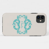 11 Turquoise Chic Damask BT iPhone 5 Coque (Dos (Horizontal))