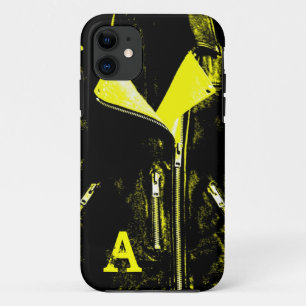 11 Veste en cuir Jaune monogramme iPhone 5 coque