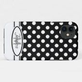 11 W & B Polka-dot Monogramme iPhone 5 Coque (Dos (Horizontal))