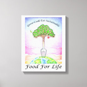 11"x14" CANVASAFDRUK - KWEKEN, KOKEN, EET DUURZAAM Canvas Afdruk