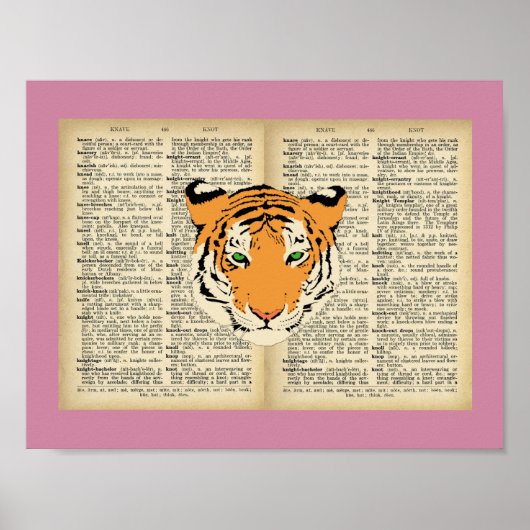11" x 8,5", Poster (Tiger et Conception Vintage Te (Devant)