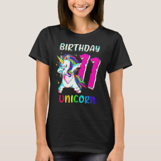 11 Years Old Girl Dabbing Unicorn 11th Birthday Un T-shirt