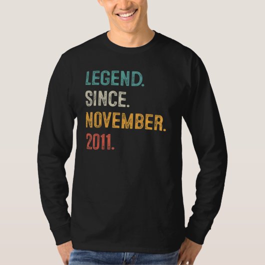 11 Years Old Legend Since November 2011 11th Bday T-shirt (Voorkant)