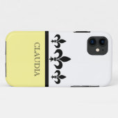 11 Yellow Swanky Fleur De Lis BT iPhone 5 Coque (Dos (Horizontal))