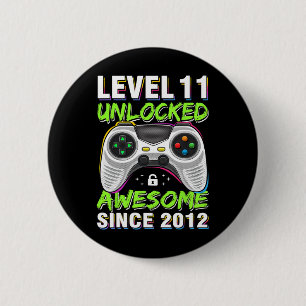 11-yr Bday Son Boy Funny Gamer 11th 11 Year Old Bi Ronde Button 5,7 Cm