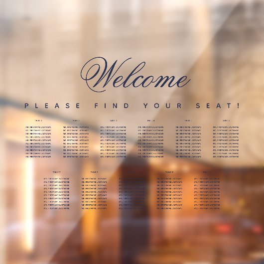 11 zitplaatsgrafiek Transparant Blauw Schrift Raamsticker (Vel 2)