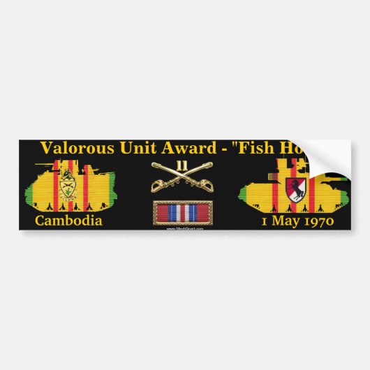 11e ACR Valoureuze Unit - Cambodja "Fish Hook" Bumpersticker (Voorkant)